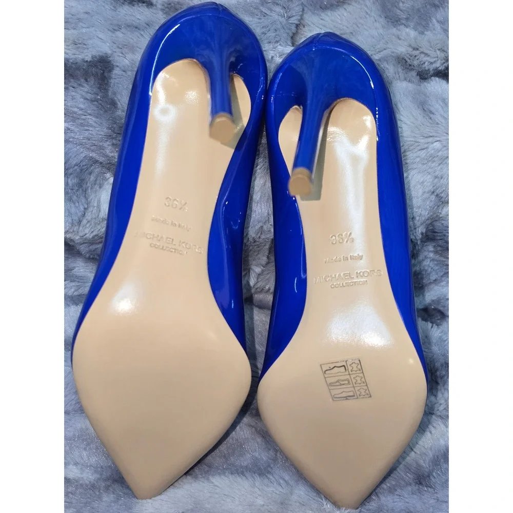 NWB Michael Kors Gretel Runway‎ Patent Lapis Blue Pointed Toe Stilettos US 6.5 - Picture 5 of 7